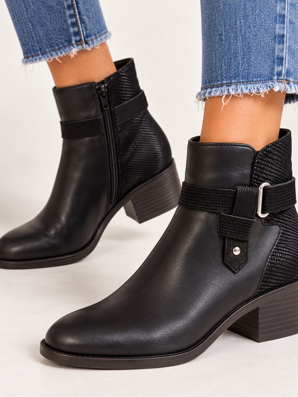 266. Ros Hommerson Delia Women’s Black Ankle Boots with Buckle Strap